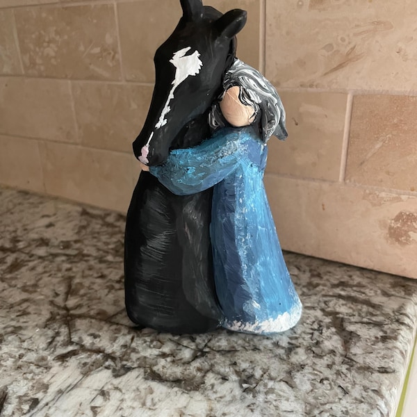 Geschilderde flanken custom paard en engel herdenkingspaard kunst
