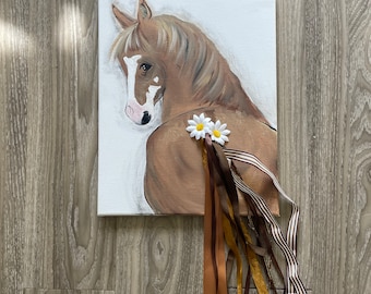 Painted flanks custom horse canvas painting horse art memorial horse hair art