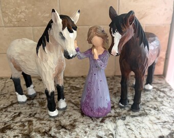 Painted flanks custom horse and lady figure herd portrait