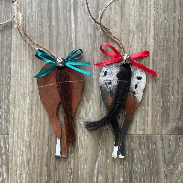 Retrato de trasero de caballo con flancos pintados, arte ecuestre, crin de caballo real, regalo