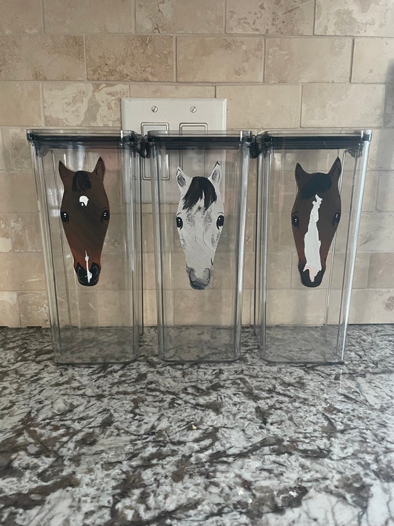 Painted Flanks Tall Treat Container Custom Horse Treat Jar Dog Etsy