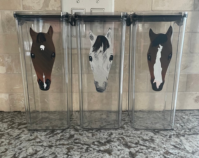 Painted Flanks Tall Treat Container Custom Horse Treat Jar Dog Etsy