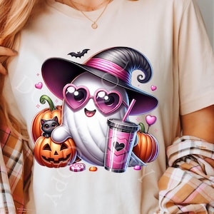 Boojee Halloween Ghost PNG, Cute Coffee Ghost Clipart Png, Witchy Halloween Mama PNG, Ghost Sublimation Design, Girly png, Digital Download