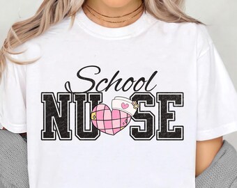 Infirmière scolaire Png, Coquette rétro soins infirmiers PNG, Université lettres Png, IA CPN infirmière chemise numérique Png, téléchargement numérique par sublimation, Png à la mode