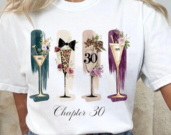 Brushstroke Birthday Girl Gift Shirt Design Png, 30th Birthday Queen Png, Chapter 30 1995 Png, Template, Tini Bit Older Martini Coquette Png