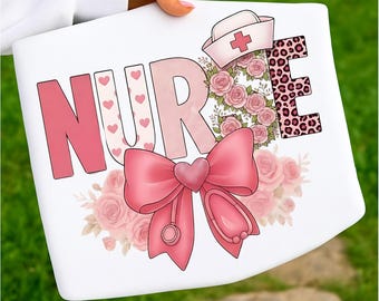 Enfermera Png, Vida de enfermera Png, Diseño de sublimación de enfermera rosa Png, Leopardo brillante, Enfermería Png, Enfermera floral Png, Impresión de coqueta de enfermera Png