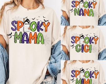 Spooky Mama Halloween Bundle Png, Spooky Letters Png, Leopard Checker Cherry Print, Red Black, Ghost Spooky Png, Preppy Halloween Mama Png