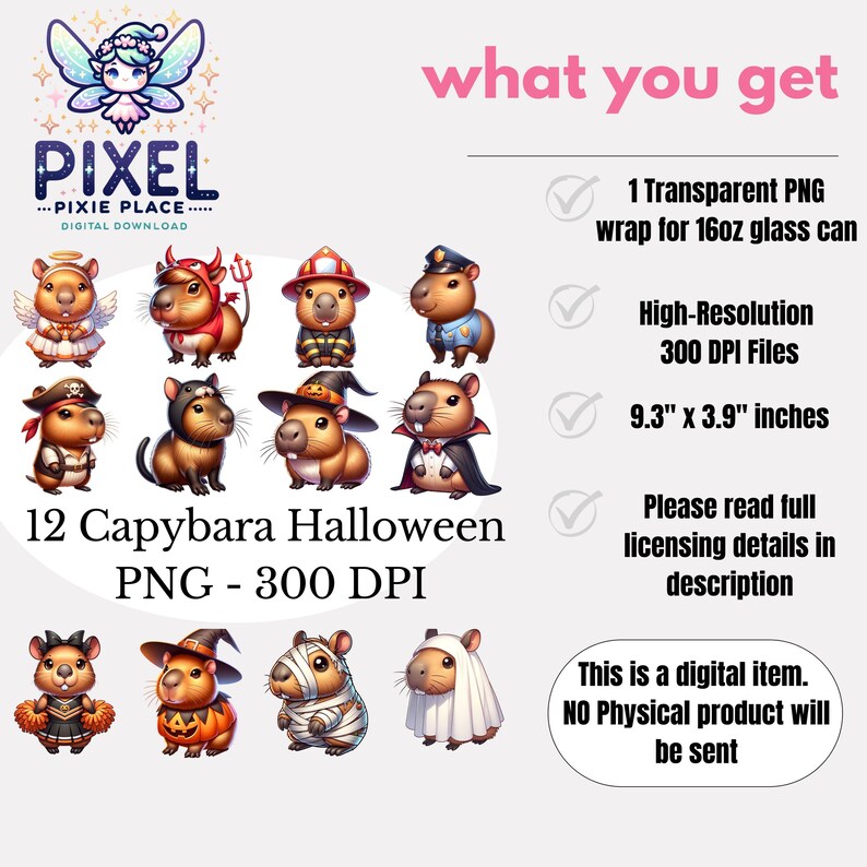 12 Capybara Halloween Bundle Png, Cute Trick or Treat Capybara Png ...