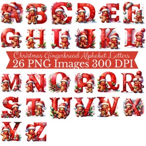 Christmas Alphabet PNG, Christmas Letters Clipart, Ornament PNG, Kids Christmas, Gingerbread, Christmas Sublimation Letters, Christmas Font