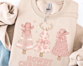 Howdy Christmas Png, Cowgirl Western Christmas Trees Png, Leopard Coquette Xmas Bow Png, Cute Country Shirt Design, Holiday Sublimation