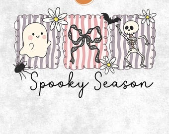 Halloween Postage Stamp PNG Cute Vintage Ghost Skeleton Clipart, Trick or Treat Retro Spooky Collage, Fall Sublimation Design for Shirts