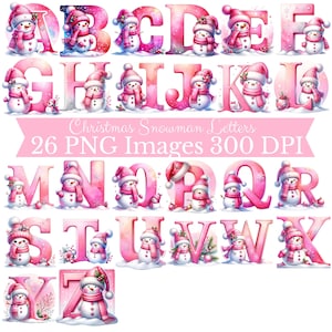 Christmas Alphabet PNG, Christmas Letters Clipart, Ornament PNG, Kids Christmas, Snowman PNG, Christmas Sublimation Letters, Christmas Font