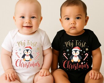 My First Christmas PNG, Baby Design, Digital Download, Kids Penguin Christmas Ornament PNG, Baby Keepsake, 1st Xmas Design