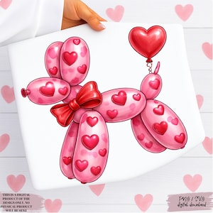 Valentines Day Balloon Dog PNG T-Shirt Design Trending PNG Dog Lover PNG Winter Png Trendy Sublimation Designs Digital Download
