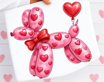 T-shirt con palloncino per San Valentino, design PNG, amante dei cani, PNG invernale, design di tendenza per sublimazione, download digitale