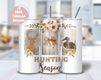 Hunting Season Tumbler Wrap png, 20 oz Sublimation, Floral Camo Camouflage Wrap, Autumn Tumbler Png, 20 oz wrap, Skinny Tumbler Designs