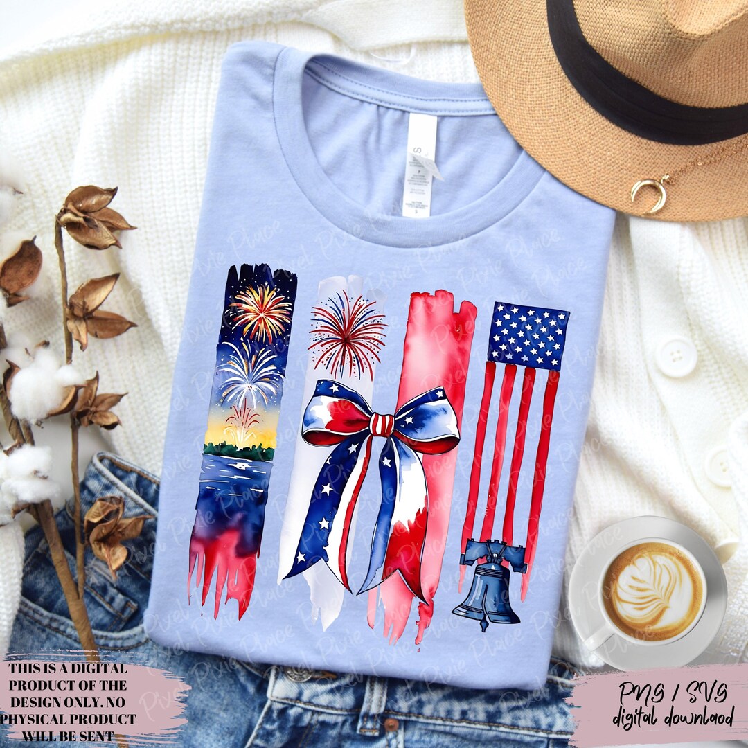 独立記念日のブラシストローク風コケット風アメリカ国旗 PNG SVG