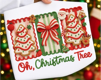 Faux Crochet Christmas Tree Cake PNG, Faux Yarn, Oh Christmas Tree Coquette Christmas Sublimation Design, Digital Download