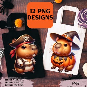 12 Capybara Halloween Bundle png, Cute Trick or Treat Capybara Png, Spooky Capybara Design, Capybara Clipart, Halloween Animal Sublimation