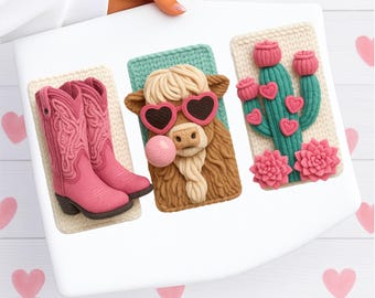 Western Brush Stroke Valentine PNG, Valentine's PNG, Faux Crochet PNG Faux Yarn Png Highland Cow Valentine Retro Valentine Cowgirl Valentine