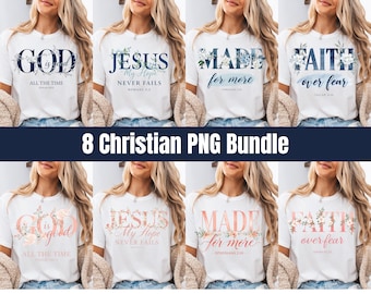 Christian PNG Bundle, Faith Over Fear Floral, Christian Bible Verse, Jesus My Hope Quote, Religious Mom Png, Made For More, God Is Good PNG