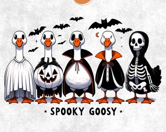 Gruselige Gans PNG, lustige Halloweengans Png, Gans im Halloween-Kostüme Sublimationsdesign, niedlicher Horror Png, gruselige Goosy digitaler Download