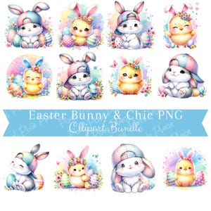 Pacote de Páscoa PNG Coelho e Chique, Download Digital de Clipart de Cesta de Páscoa, Cute Easter Chic Png, Pacote PNG, Feliz Páscoa PNG, Uso Comercial