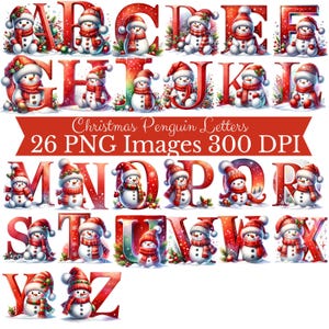 Christmas Alphabet PNG, Christmas Letters Clipart, Ornament PNG, Kids Christmas, Snowman PNG, Christmas Sublimation Letters, Christmas Font