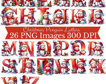 Christmas Alphabet PNG, Christmas Letters Clipart, Ornament PNG, Kids Christmas, Snowman PNG, Christmas Sublimation Letters, Christmas Font