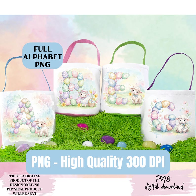 Easter Alphabet Letters PNG Bundle, Easter Lamb Clipart Digital ...