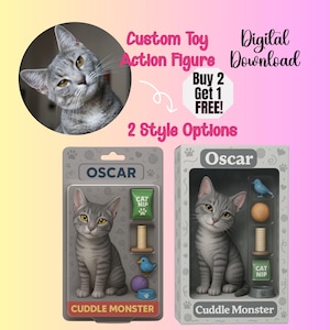 Custom Action Figure From Your Pet Photo, Personalized Toy Box, Turn Your Cat Into An Action Figure, Personalized Digital Art, Download