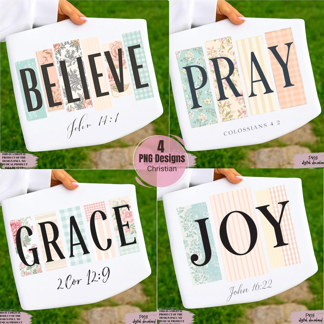 Christian PNG, Preppy Bible Bundle Png, Grace Joy Pray Believe Design ...
