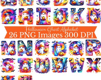 Halloween-alfabetet PNG-paket, Halloween-bus-or-godis-väska PNG, spök-Halloween-clipart digital nedladdning, Halloween-t-shirt för barn