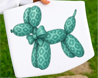 Teal Leopard Balloon Dog PNG, T-Shirt Design, Trending PNG, Dog Lover PNG, Trendy Sublimation Designs, Digital Download