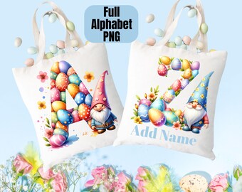 Easter Alphabet Letters PNG Bundle, Easter Gnome Clipart Digital Download, Easter Basket Bundle PNG, Happy Easter PNG, Commercial Use