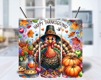 Turkey Tumbler Wrap PNG, Thanksgiving 20oz Tumbler Wrap, Sublimation Design, Fall Tumbler Wrap Png, Autumn Tumbler Wrap, Digital Download