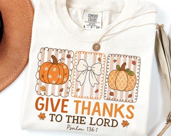 Give Thanks To The Lord Png, Jesus Png, Floral Christian Fall Coquette Bow lace Png, Preppy Autumn Pumpkin Png, Christian Bible Verse Png