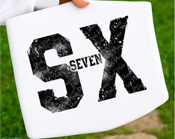 67 PNG, Sechs Sieben Trend, Varsity Sechs Sieben, lustige Viralzahl PNG SVG, Retro Gen Z 6 7