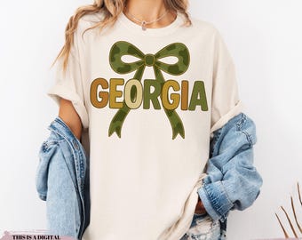 Lazo de coqueta Georgia PNG GA PNG Camisetas de moda de Georgia Estado de Georgia PNG Camuflaje de Georgia Sublimación de camuflaje Día del juego de Georgia Fútbol PNG