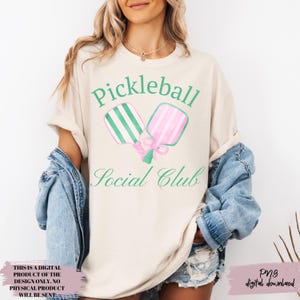 Pickleball Png Social Club Png, Preppy Coquette Png, Pickleball Spieler Png, Spieltag Png, trendiges Shirt Design, sofort Download