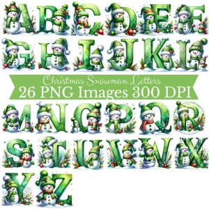 Christmas Alphabet PNG, Christmas Letters Clipart, Ornament PNG, Kids Christmas, Snowman PNG, Christmas Sublimation Letters, Christmas Font