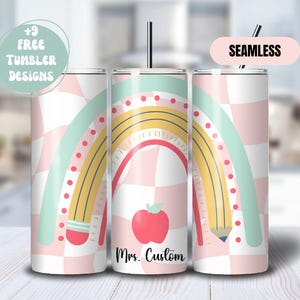 Teacher Tumbler Wrap, Customizable Teacher Appreciation Gift 20 oz Skinny Tumbler Sublimation Design Digital Download PNG Instant DIGITAL