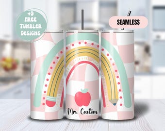 Teacher Tumbler Wrap, Customizable Teacher Appreciation Gift 20 oz Skinny Tumbler Sublimation Design Digital Download PNG Instant DIGITAL