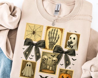 Upiorny sezon PNG, Duch Halloween w stylu vintage PNG, Zalotny projekt koszulki z dynią jesienią, Sublimacja pędzlem na Halloween, Preppy PNG, Znaczki