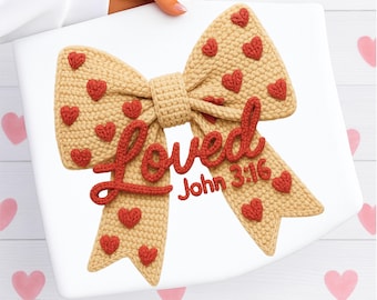 Christian Valentines png, Loved John 3:16, namaakgehaakt garen png, retro Valentijn Valentijnsdag png, bijbelvers png, geruite varsity png