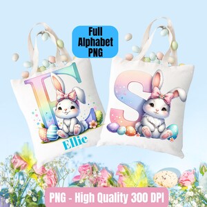 Osterhase Alphabet Buchstaben PNG Bundle, Osterhase Clipart Digitaler Download, Osterkorb Bundle PNG, Frohe Ostern PNG, kommerzielle Nutzung