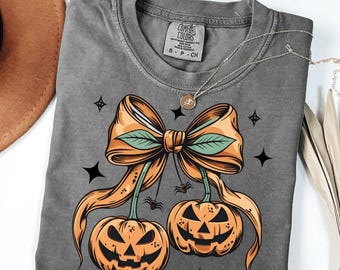 Cherries Pumpkin Png, Cherry Pumpkin Season Png, Fall Vibes Coquette Bow Sublimation Design, Girly Halloween Digital Download, Halloween PNG