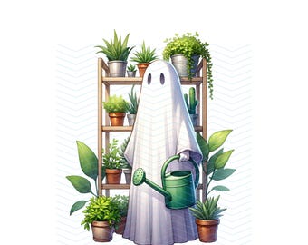 Planta fantasma de Halloween, dama, clipart de fantasma de Halloween, planta fantasma, fantasma de Halloween, regalo de Halloween para amantes de las plantas, mamá de plantas