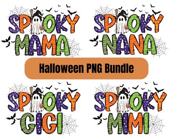 Spooky Mama Halloween Bundle Png, Spooky Letters Png, Leopard Checker Cherry Print, Red Black, Ghost Spooky Png, Preppy Halloween Mama Png