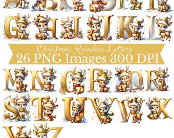 Christmas Alphabet PNG, Christmas Letters Clipart, Ornament PNG, Kids Christmas, Reindeer PNG, Christmas Sublimation Letters, Christmas Font
